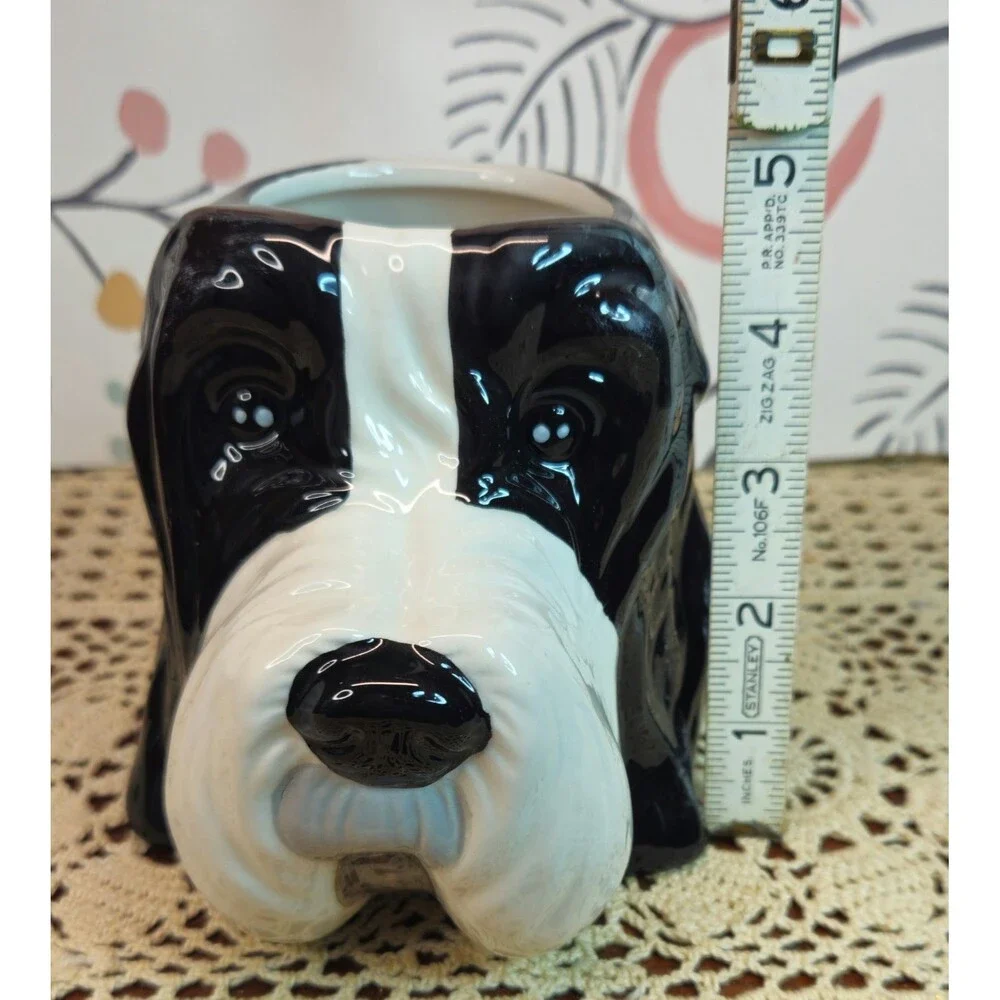 NWT Adorable Ceramic Old English Sheepdog Indoor Planter Versatile Dog Decor